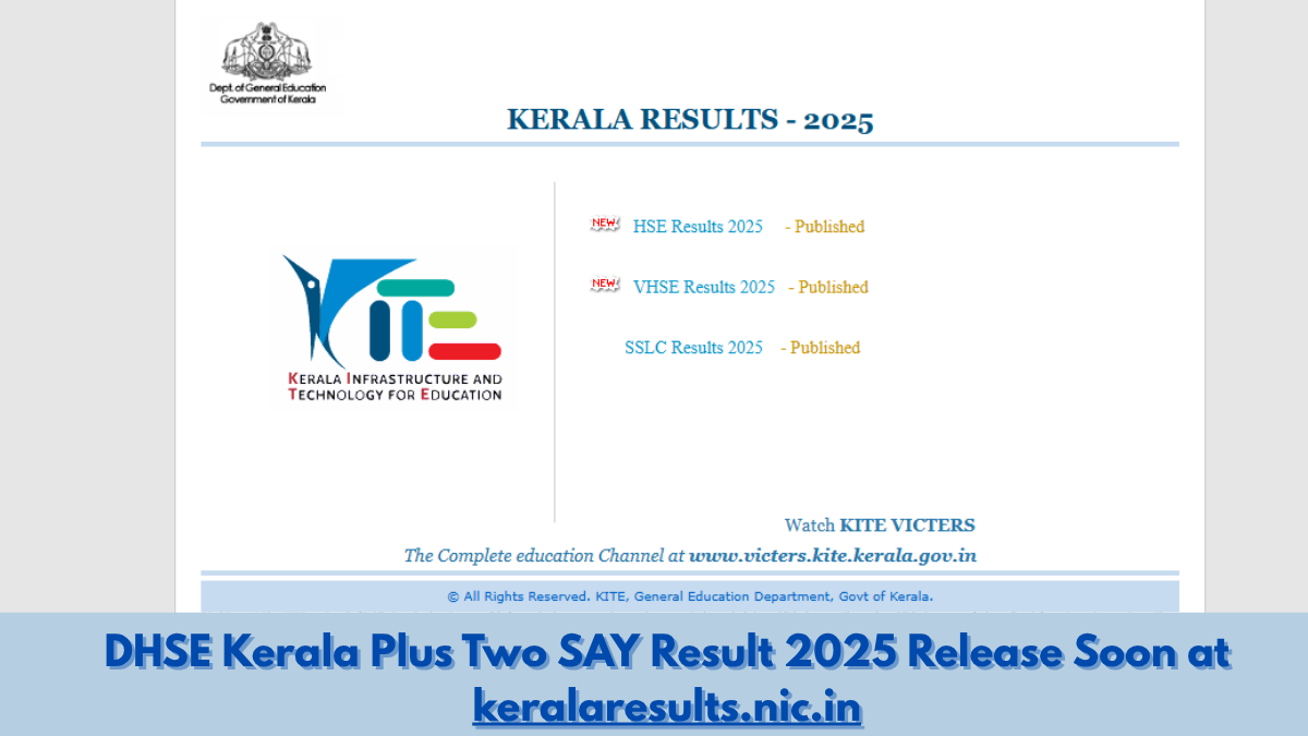 DHSE Kerala Plus Two SAY Result 2025 at keralaresults.nic.in
